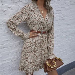 Boho Gypsy Floral Print V Neck Dress